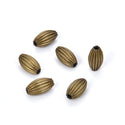 100pcs Corrugated Oval Melon Beads, Antique Bronze Plated Brass, Size Selections: 7x4mm, 10x6mm, 12x8mm