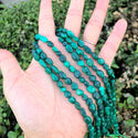 Natural Green Malachite Gemstone Oval Tumbled Pebble Beads, Irregular, 6mm to 8mm, Hole ID 1mm, 15 Inch/1 Strand, GZ11-79