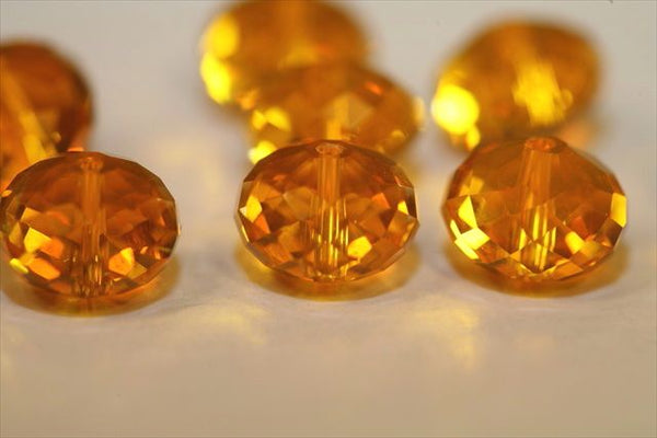 24pcs Adabele Austrian Faceted Rondelle Crystal Beads #5040, Light Topaz (Yellow), Size Selections: 6x4mm, 8x6mm, 10x8mm
