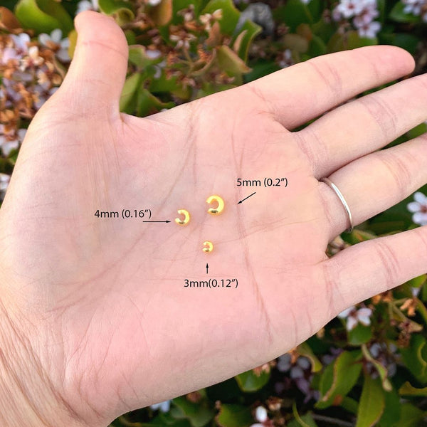 20pcs 925 Sterling Silver Crimp Bead Knot Cover, End Caps, Real 18K Yellow Gold Plated, Size Selections: 3mm/4mm/5mm/6mm