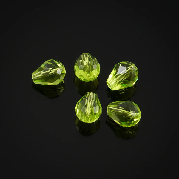 24pcs Adabele Austrian Faceted Teardrop Crystal Beads #5500, Light Olivine Green, 8mm x 6mm, Hole ID 1mm, SST-817