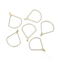 20pcs Raw Brass Large Circular Sector Beading Hoops, 0.7mm/21 Gauge, 40mm x 33mm, Unplated/Uncoated, CX130-2