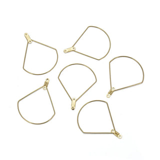 20pcs Raw Brass Large Circular Sector Beading Hoops, 0.7mm/21 Gauge, 40mm x 33mm, Unplated/Uncoated, CX130-2