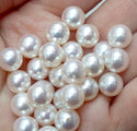 4pcs Natural AAA Grade High Luster Half Drilled Round Pearls Beads, White Cultured Freshwater Pearls, 5-6mm, Hole ID 0.85mm, PH3-56