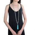 Adabele Premium 108 Mala Bead Tassel Necklace, 8mm Natural Multi-color Amazonite Gemstone, Buddhist Japa Prayer Beaded Jewelry RGN15