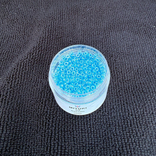25g Miyuki Rocaille 8/0 Round Seed Bead Opaque Blue Luster Alabaster RR-537