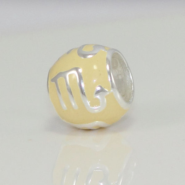 1pc 925 Sterling Silver Scorpio Zodiac Sign Bead Charm Yellow Enamel, Compatible with Pandora All Other Charm Bracelets, EC56