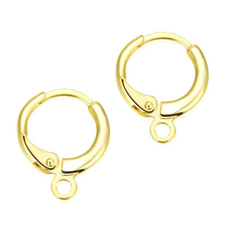 20pcs Tarnish Resistant Round Hoop Huggies Earring Hooks, Open Ring, 18K Yellow Gold Plated Brass, Size Selections: 14mm/16mm