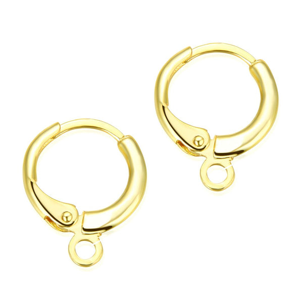 20pcs Tarnish Resistant Round Hoop Huggies Earring Hooks, Open Ring, 18K Yellow Gold Plated Brass, Size Selections: 14mm/16mm