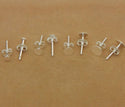 4 Pairs 925 Sterling Silver Earring Posts, Glue On Flat Board, 0.7mm/21 Gauge Pin, 8pcs Earring Backs, Flat Board Selections: 3mm/4mm/6mm/8mm