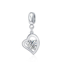 1pc 925 Sterling Silver Love Heart April Birthstone Charm Drop, Diamond Clear Cubic Zirconia CZ, 26mm (1 inch) Long, Hole ID 4.5mm, EC1-E4