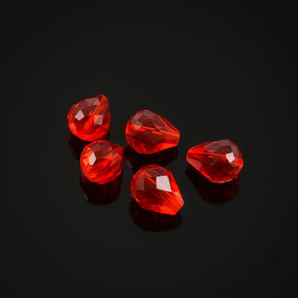 24pcs Adabele Austrian Faceted Teardrop Crystal Beads #5500, Light Siam Red, 8mm x 6mm, Hole ID 1mm, SST-806