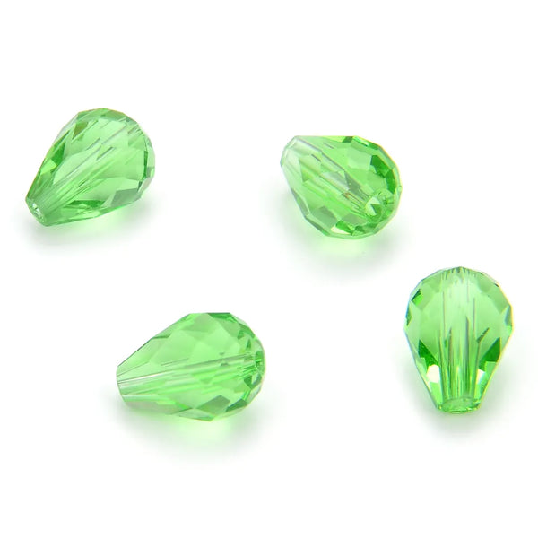 24pcs Adabele Austrian Faceted Teardrop Crystal Beads #5500, Peridot Green, 8mm x 6mm, Hole ID 1mm, SST-816