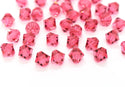 100pcs Preciosa Small Faceted Bicone Crystal Beads, India Pink, 4mm, Hole ID 0.9mm, Pre-B454