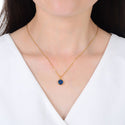 1pc Natural Druzy Crystal Pendant Necklace, Purple Blue Round Disc Drop Small Tiny Gemstone Pendant, 18 inch Gold Plated Stainless Steel Chain, GGP22-6