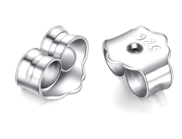 20pcs 925 Sterling Silver Butterfly Earring Backs, Tarnish Resistant Rhodium Plated, 5x4.5mm, SS263-3