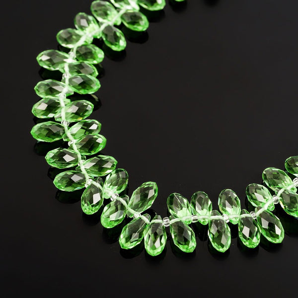 200pcs Creative Club Faceted Teardrop Briolette Crystal Glass Beads, Pendant Drop, Peridot Green, 12x6mm, Hole ID 1mm, CCT2-16