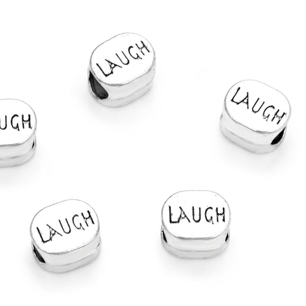 20pcs Laugh Happiness Large Hole Beads, Hole ID 4.5mm, Antique Silver, Zinc Alloy Metal, MEC-C5