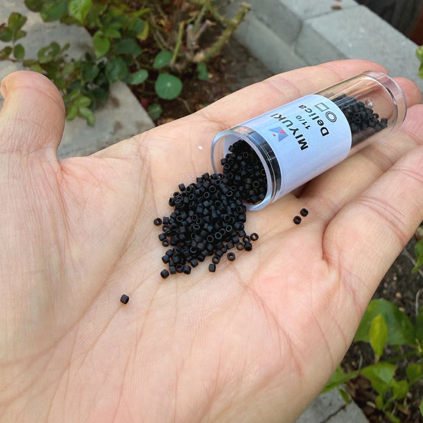 7.5g Miyuki Delica 11/0 Seed Beads, Transparent Matte Black DB310