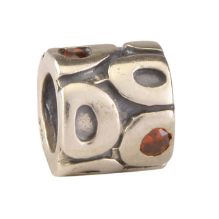 Solid 925 Sterling Silver Siam Bead Charm Cubic Zirconia CZ