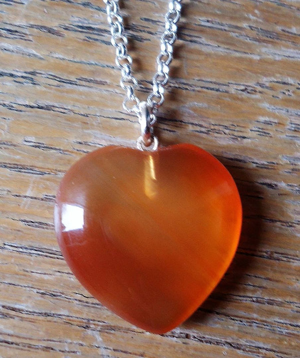 1pc You Are My Only Love Necklace, Natural Carnelian Red Agate Gemstone Large Heart Pendant, 26 Inch Surgical Stainless Steel Chain, GGP8-B10
