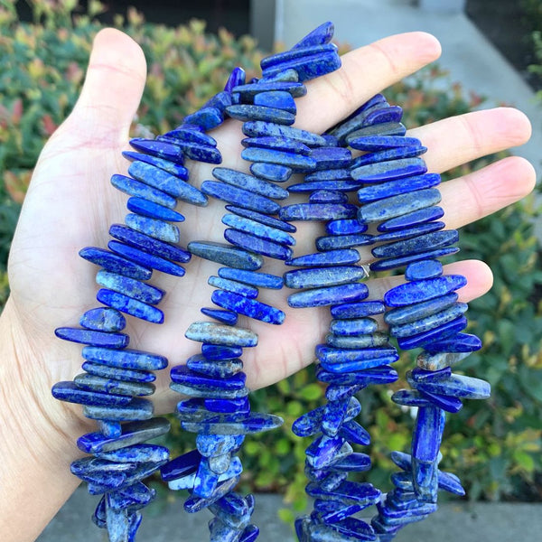 Natural Blue Lapis Lazuli Gemstone Stick Point Beads, Irregular, 7mm-23mm Long, Hole ID 1mm 1 Strand/15 Inch, GZ5-14