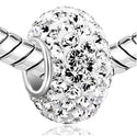 1pc 925 Sterling Silver April Diamond Clear Birthstone Bead Charm, 12.5x7.5mm, Hole ID 4.8mm, Fit Pandora All Other Bracelets, EC684-4