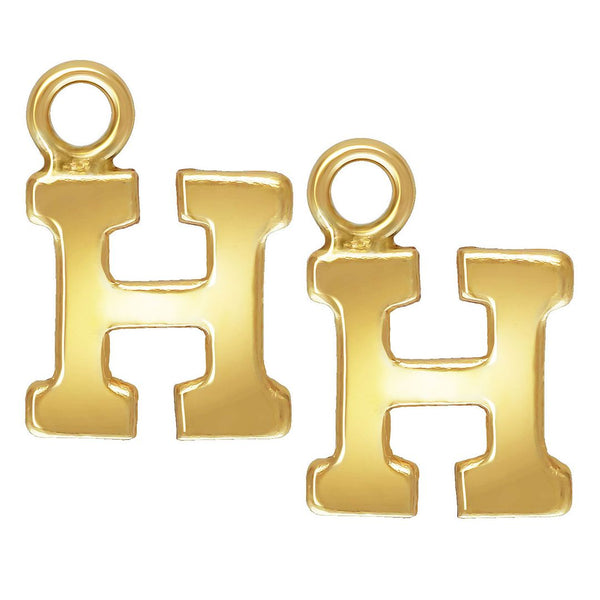 1pc Real 1/20 14K Gold Filled Letter H, Small Alphabet Charm Drop, 5.6x5.7mm, JK12-A8
