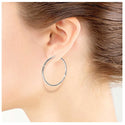 1 Pair Real 925 Sterling Silver Round Circle Hoop Earrings, 30mm/1.2 Inch, SSE86-3