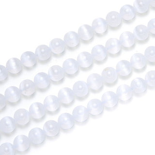 Natural White Selenite Crystal Gemstone Round Beads, 15 Inch/1 Strand, Size Selections: 6mm/8mm/10mm