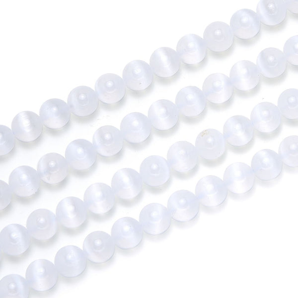 Natural White Selenite Crystal Gemstone Round Beads, 15 Inch/1 Strand, Size Selections: 6mm/8mm/10mm