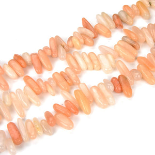 Natural Pink Aventurine Gemstone Stick Point Beads, Irregular, 7mm-23mm Long, Hole ID 1mm 1 Strand/15 Inch, GZ5-21