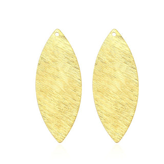 10pcs 42.5mm Large Navette Marquise Drop Pendants, Tarnish Resistant, 18K Yellow Gold Plated Brushed Brass, BF-A15