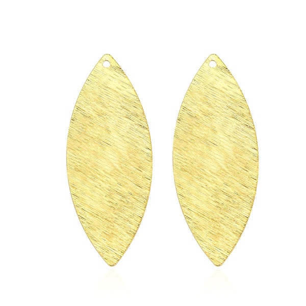 10pcs 42.5mm Large Navette Marquise Drop Pendants, Tarnish Resistant, 18K Yellow Gold Plated Brushed Brass, BF-A15