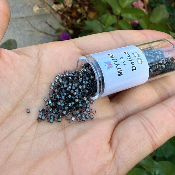 7.5g Miyuki Delica 11/0 Seed Beads, Silk Satin Dyed Rustic Grey DB1818