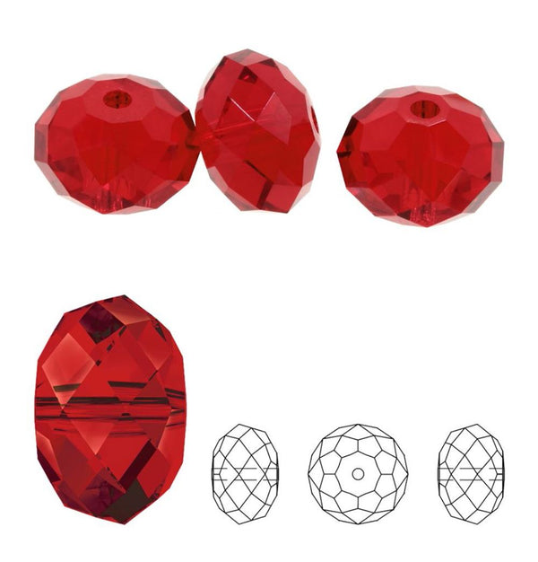 24pcs Adabele Austrian Faceted Rondelle Crystal Beads #5040, Siam (Red), Size Selections: 6x4mm, 8x6mm, 10x8mm