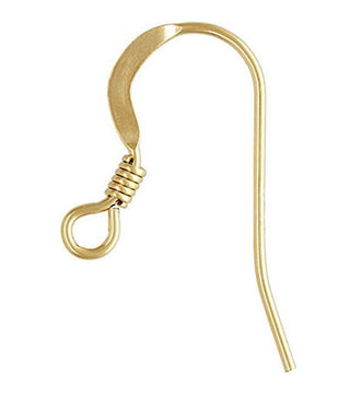 100pcs Flat Fish Earring Hooks Ear Wire, 18K Yellow Gold Plated Brass, 0.7mm/21 Gauge, 18mm Long CF21-2