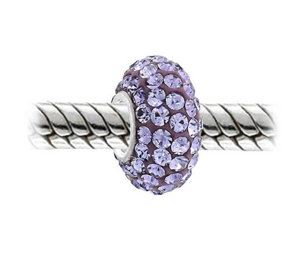 1pc 925 Sterling Silver February Amethyst Purple Birthstone Bead Charm, 12.5x7.5mm, Hole ID 4.8mm, Fit Pandora All Other Bracelets, EC684-2