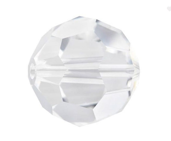 25pcs Preciosa Faceted Round Crystal Beads, Crystal Clear, 6mm, Hole ID 1mm, Pre-2R601