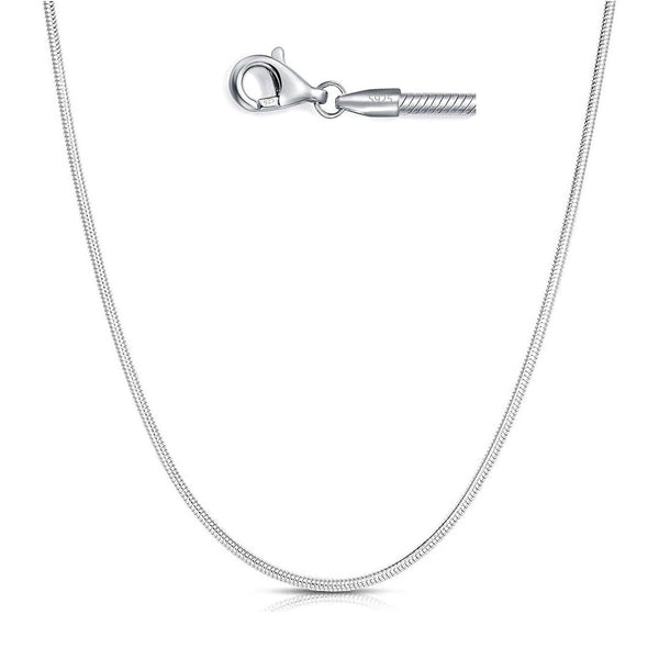 1pc 925 Sterling Silver Snake Chain Necklace, Tarnish Resistant Rhodium Plated, 3mm, Thick Large Strong, Length Selections: 18/20/22/24 inch