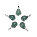 2pcs Natural Green Aventurine Teardrop Gemstone Pendants, 22mm Pear Stone Drops, G2P-J4