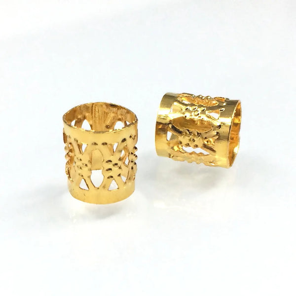 100pcs Large Hole Filigree Tube Beads, 18K Yellow Gold Plated Brass, 9x8mm, Hole ID 7.5mm, CF215-G