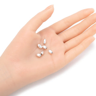 100pcs Smooth Oval Rice Beads, Sterling Silver Plated Brass, Size Selections: 7x4mm, 8x5mm, 10x6mm, 12x7mm