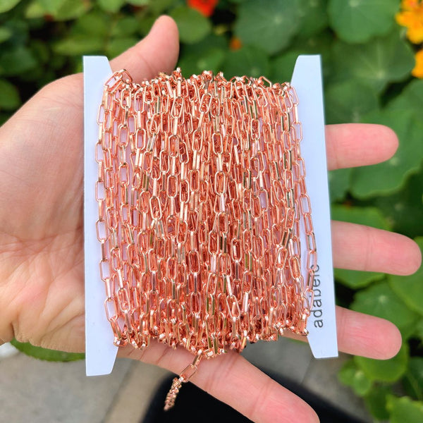 33 Feet Paperclip Cable Copper Chain Link, Bright Coppery, 7.5x3.5mm Large, CW10-A2