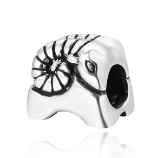 925 Sterling Silver Aries Zodiac Sign Bead Charm, Compatible with Pandora All Other Charm Bracelets