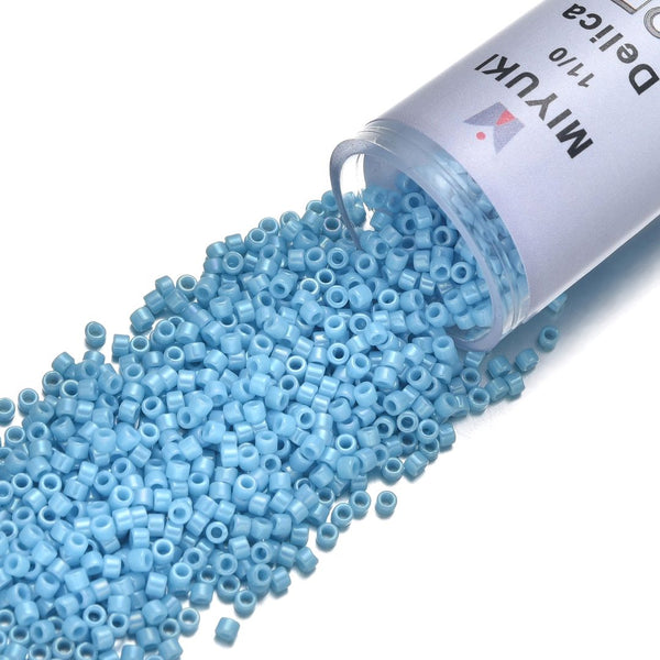 30g Miyuki Delica 11/0 Seed Beads, Rainbow Luster Turquoise Blue DB215