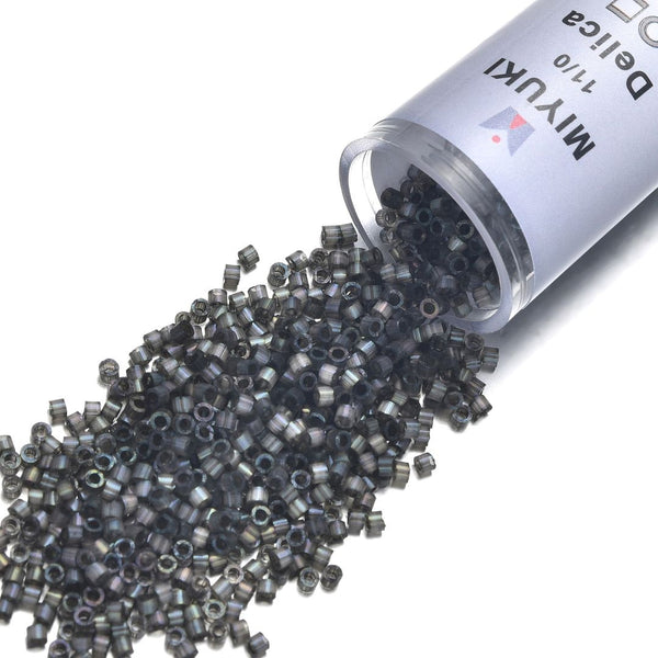 7.5g Miyuki Delica 11/0 Seed Beads, Silk Satin Dyed Rustic Grey DB1818