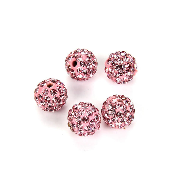 25pcs Adabele Grade A Suncatcher Crystal Rhinestone Pave Polymer Clay Beads, Light Rose Pink, Size Selections: 8mm/10mm/12mm