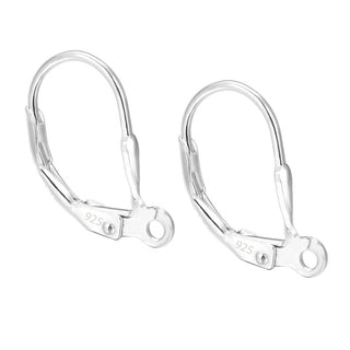 10pcs 925 Sterling Silver Leverback Earring Hooks, Open Ring, 17mm, SS54-1