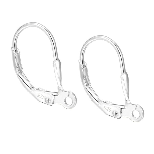 10pcs 925 Sterling Silver Leverback Earring Hooks, Open Ring, 17mm, SS54-1